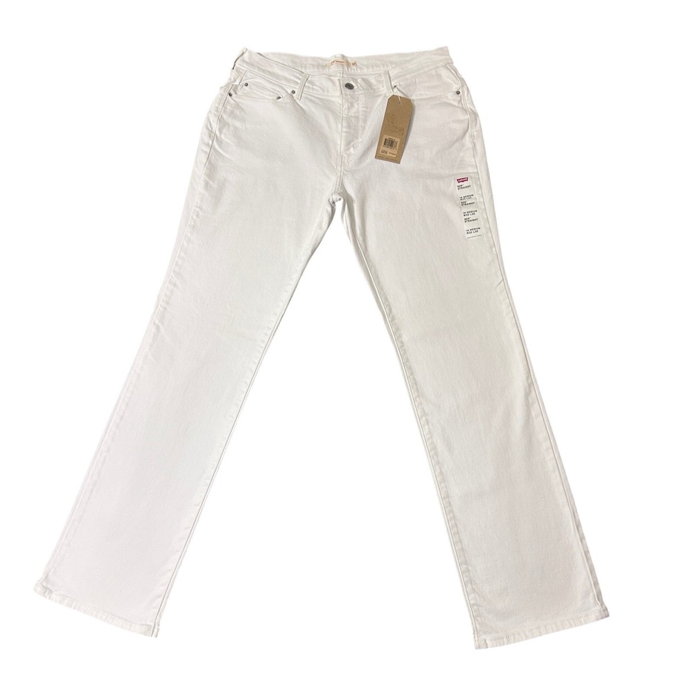 Levi's 505 Straight Leg Jeans Womens 14 Medium White Denim 32x32 NWT